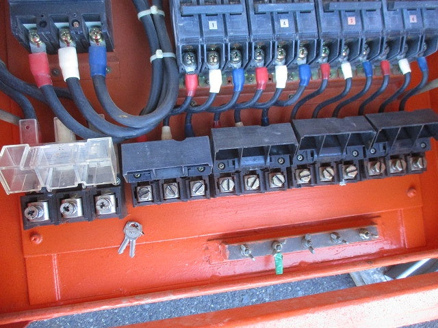 仮設用キャビネット 動力分電盤125A 鉄製 オレンジ(ジャンク品) GB-123EA他