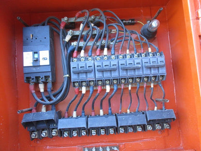 仮設用キャビネット 動力分電盤125A 鉄製 オレンジ(ジャンク品) GB-123EA他