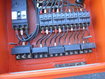 仮設用キャビネット 動力分電盤125A 鉄製 オレンジ(ジャンク品) GB-123EA他