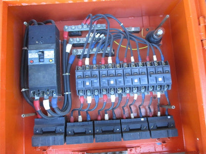 仮設用キャビネット 動力分電盤125A 鉄製 オレンジ(ジャンク品) GB-123E他