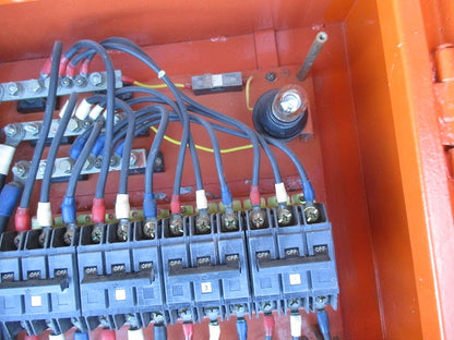 仮設用キャビネット 動力分電盤125A 鉄製 オレンジ(ジャンク品) GB-123E他