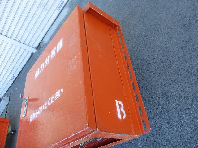 仮設用キャビネット 動力分電盤125A 鉄製 オレンジ(ジャンク品) GB-123EA他