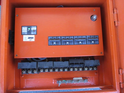 仮設用キャビネット 動力分電盤125A 鉄製 オレンジ(ジャンク品) GB-123EA他