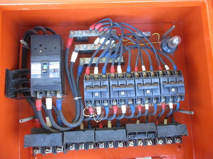 仮設用キャビネット 動力分電盤125A 鉄製 オレンジ(ジャンク品) GB-123EA他