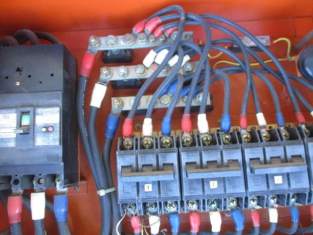 仮設用キャビネット 動力分電盤125A 鉄製 オレンジ(ジャンク品) GB-123EA他