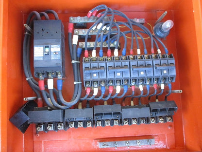 仮設用キャビネット 動力分電盤125A 鉄製 オレンジ(ジャンク品) GB-123EA他