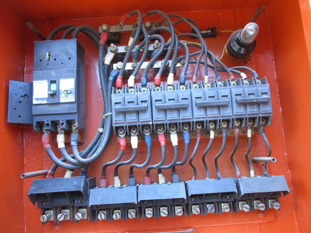 仮設用キャビネット 動力分電盤125A 鉄製 オレンジ(ジャンク品) GB-123EA他