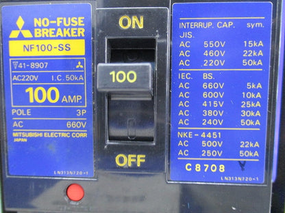 ノーヒューズ遮断器 3P100A(キズ・汚れ有) NF100-SS