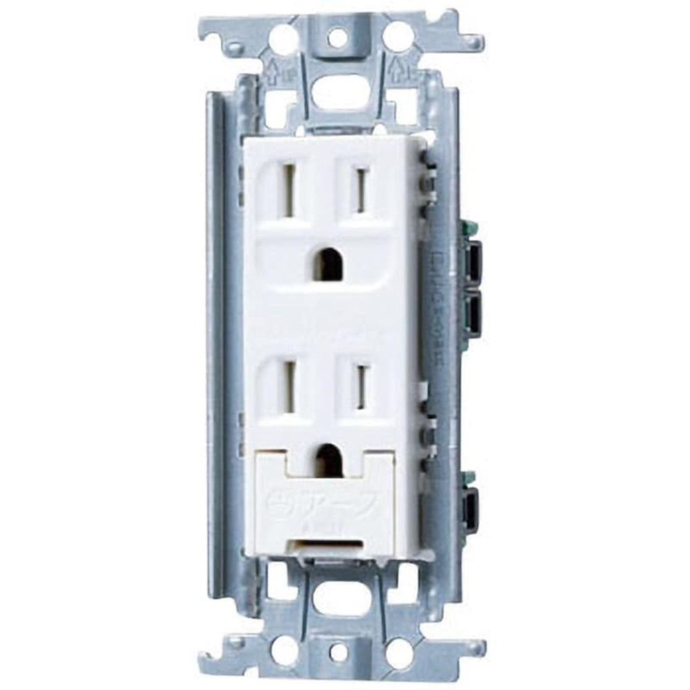 埋込扉付アースターミナル付接地ダブルコンセント 金属枠付 ホワイト WTF11523WK