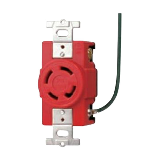 医療施設用 接地引掛埋込コンセント(接地リード線付) 赤 3P 定格30A 250V 3M端子 MH2879R-1