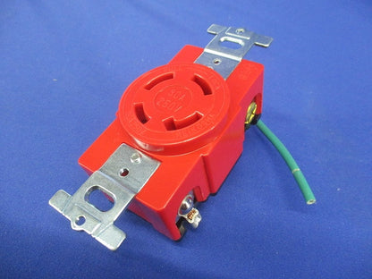 医療施設用 接地引掛埋込コンセント(接地リード線付) 赤 3P 定格30A 250V 3M端子 MH2879R-1