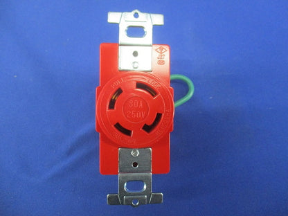 医療施設用 接地引掛埋込コンセント(接地リード線付) 赤 3P 定格30A 250V 3M端子 MH2879R-1