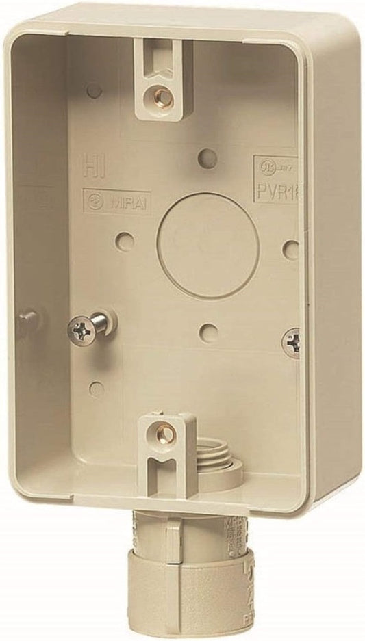 防水コンセント用露出スイッチボックス コネクタ付 Gタイプ PF管16用 ミルキーホワイト PVR16-BC1GM