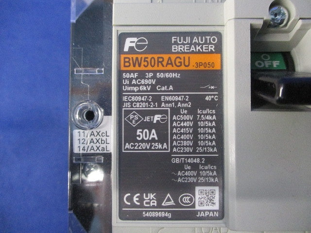一般配線用オートブレーカ 3P50A BW50RAGU-3P050