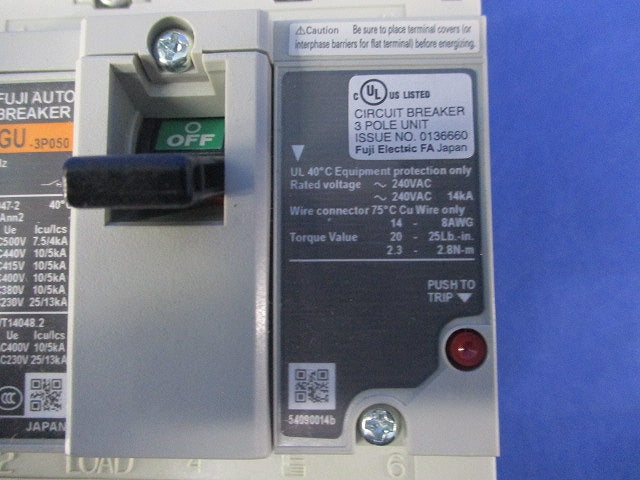 一般配線用オートブレーカ 3P50A BW50RAGU-3P050