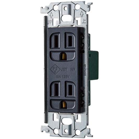 埋込接地ダブルコンセント 金属枠付 ブラック WTL13123B