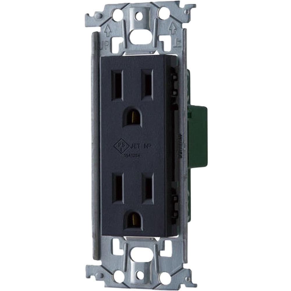 埋込接地ダブルコンセント 金属枠付 マットブラック WTL13123MB