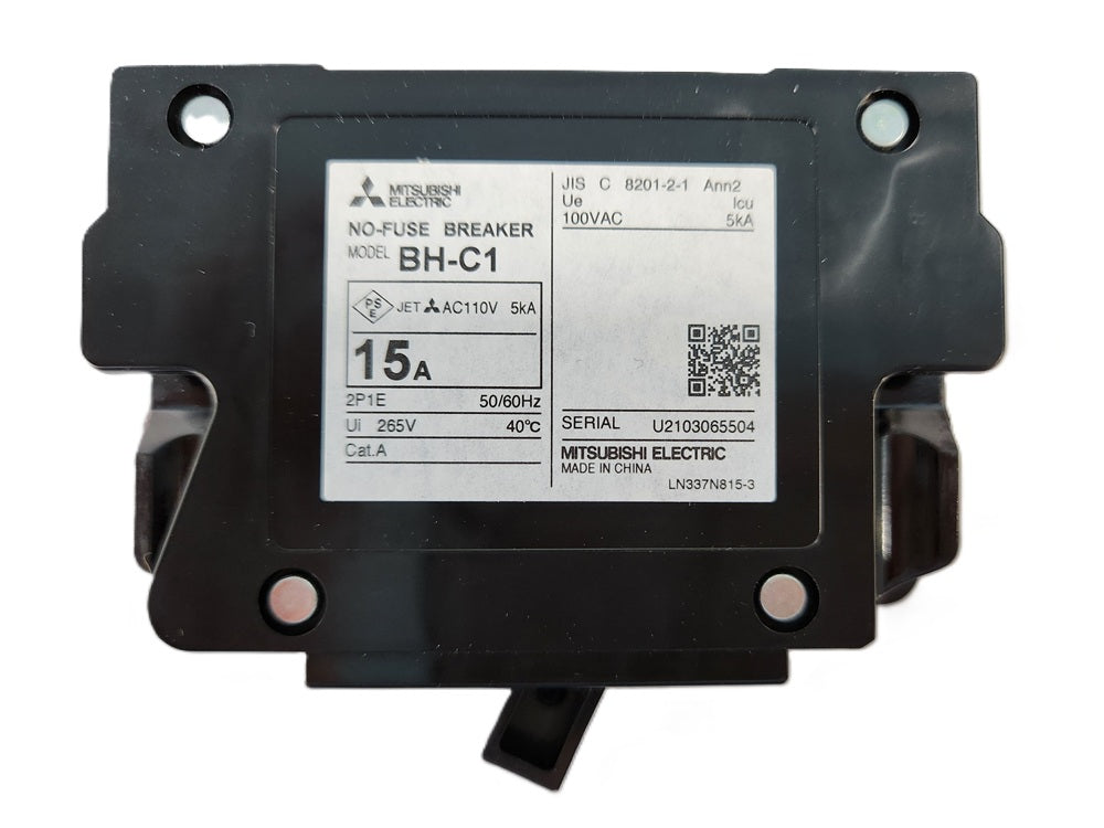 ノーヒューズ遮断器 分電盤用 2P1E AC100V 15A BH-C12P1E15A
