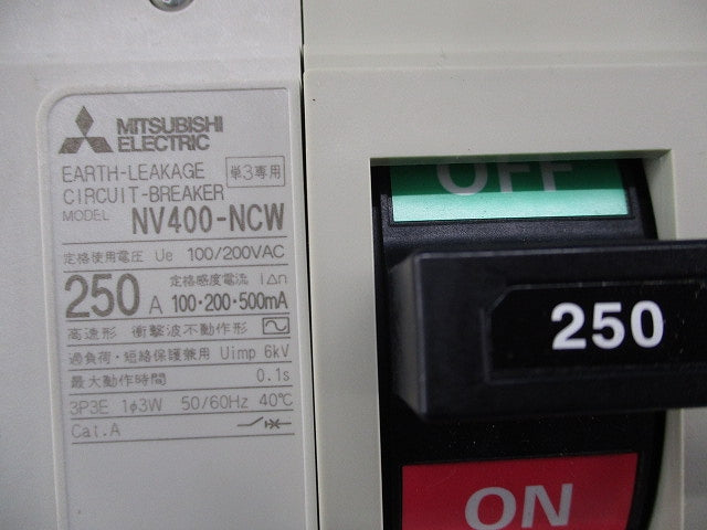 単３中性線欠相保護付漏電遮断器 3P3E250A NV400-NCW