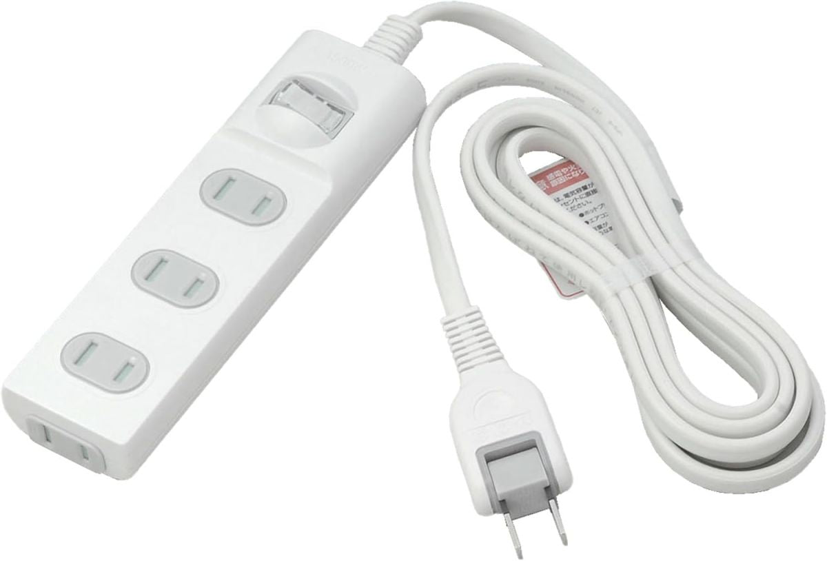 扉付タップ コンセント 延長コード 安全 4個口 3ｍ 125V 15A 集中スイッチ WBS-T4030B(W)