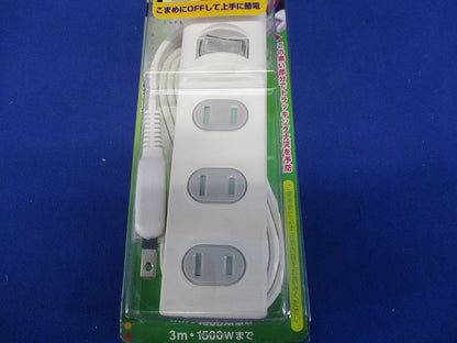 扉付タップ コンセント 延長コード 安全 4個口 3ｍ 125V 15A 集中スイッチ WBS-T4030B(W)