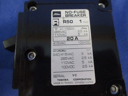 ノーヒューズブレーカ1P20A(2個入)(キズ・汚れ・テプラ痕有) R50