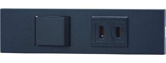 KAGラインアップ 3路スイッチ+コンセントセット ソフトブラック(SB) KAG-2514