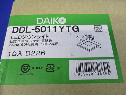 LEDダウンライト□100(電球色)(新品未開梱) DDL-5011YTG