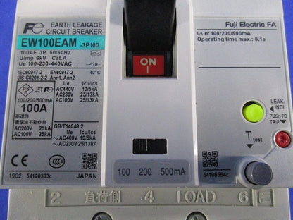 電動機保護用漏電遮断器3P100A EW100EAM-3P100