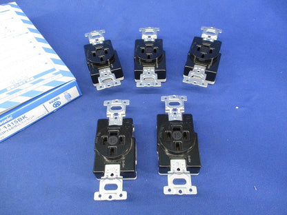 接地3P15A埋込コンセント(5個入)(ブラック) WF1415BK