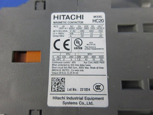電磁接触器・補助接点ユニット(1組入) HC20+CXH-2