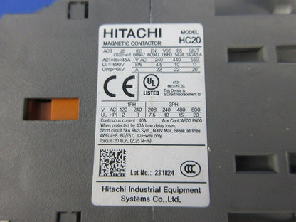 電磁接触器・補助接点ユニット(1組入) HC20+CXH-2
