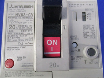 漏電遮断器 3P3E20A NV63-CV