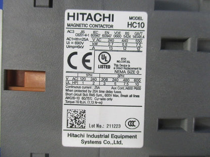 標準形電磁接触器(可逆形)(テプラ痕有) HC10-R