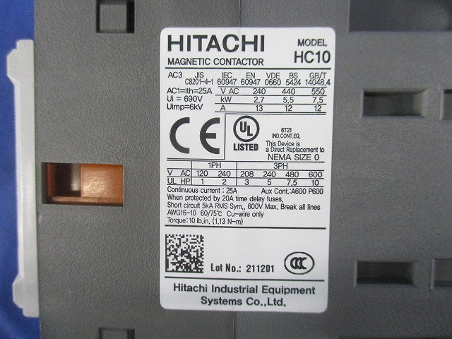標準形電磁接触器(非可逆形) HC10-TK