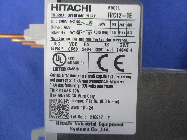 標準形サーマルリレー TRC12-1E