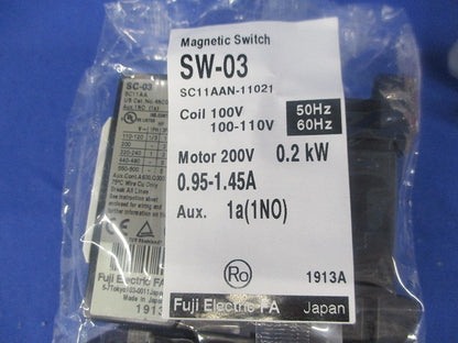電磁開閉器 標準形 100-110V 0.95-1.45A 1a SW-03100V0.2kW
