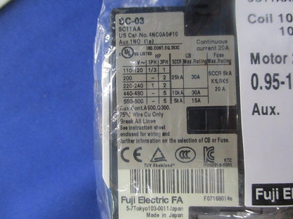 電磁開閉器 標準形 100-110V 0.95-1.45A 1a SW-03100V0.2kW
