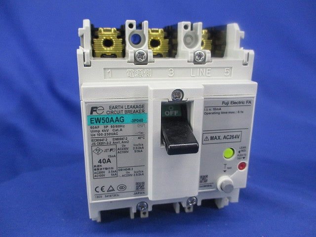 一般配線用漏電遮断器 AC100-230V 15ｍA -3P040A EW50AAG3P40A