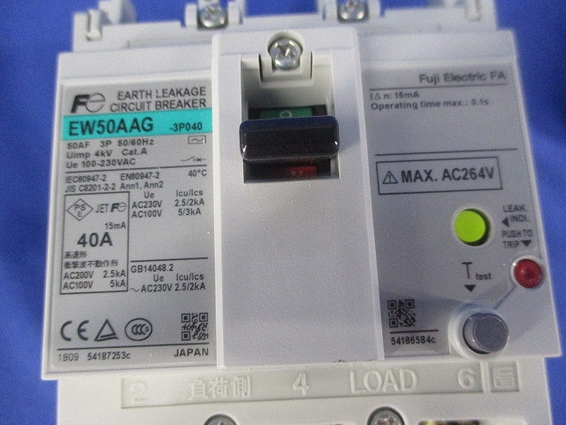 一般配線用漏電遮断器 AC100-230V 15ｍA -3P040A EW50AAG3P40A