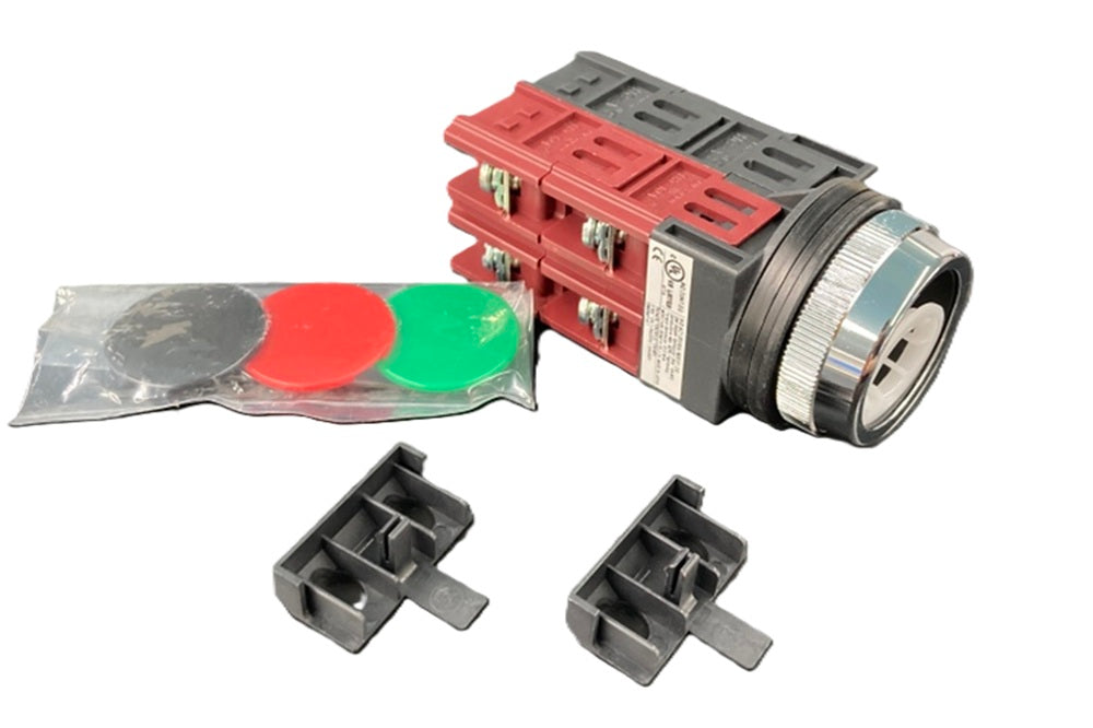φ30平形押しボタンスイッチ モメンタリ金属リング 2a2b 黒・赤・緑 3色同梱仕様 A30PF22