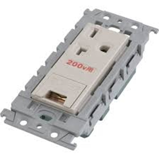 15A・20A兼用埋込アースターミナル付接地コンセント 200V 絶縁枠付 ベージュ WTL193249F