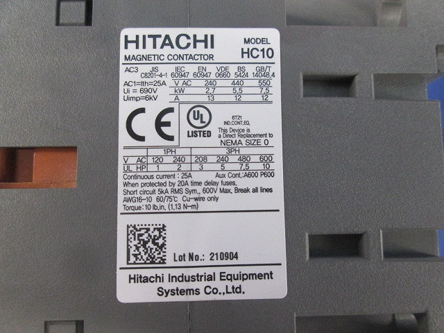 標準形電磁開閉器 可逆形 標準形 AC100V(箱と中身同じ) HC10-RT