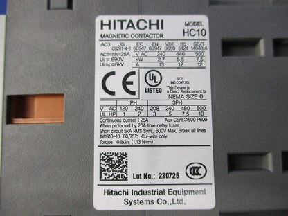 標準形電磁接触器 HC10