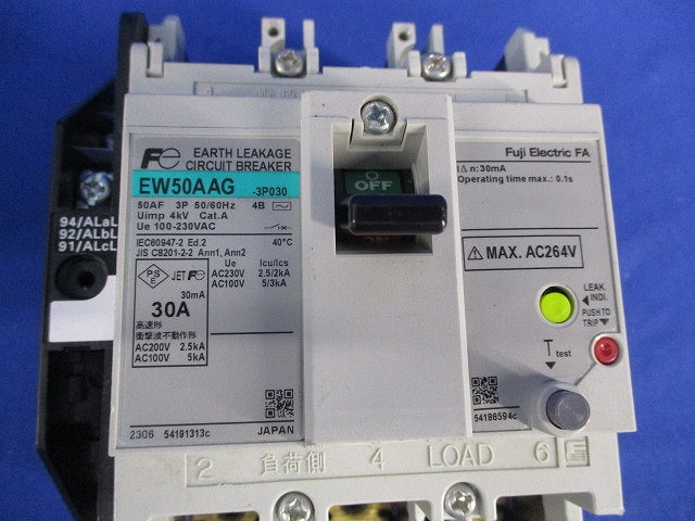 一般配線用漏電遮断器3P30A(アラームスイッチ付・ビス無) EW50AAG