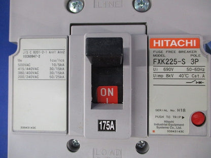 ヒューズフリーブレーカ3P175A(アラームスイッチ付) FXK225-S