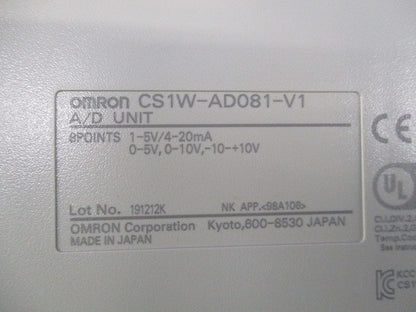 アナログ入力ユニット CS1W-AD081-V1