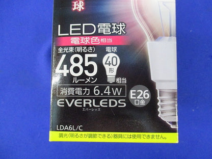 LED電球(電球色)(クリアタイプ)E26 LDA6L/C