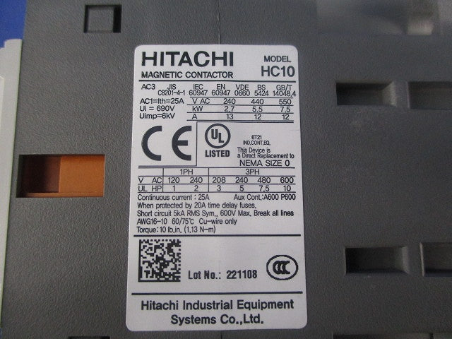 標準形電磁接触器 HC10
