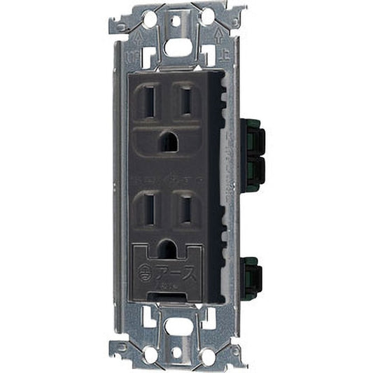 埋込扉付アースターミナル付接地ダブルコンセント 金属枠付 グレー 5個入 WTL11523H-05